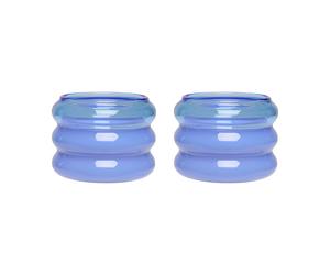 Design Letters Bubble tealight holder Ø5,6 cm 2 pack Blue-milky blue