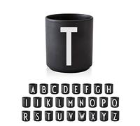 Design Letters Letter Porcelain Coffee Cup A-Z Black | Christmas Decoration | Christmas Gifts for Women Men | Decorative Design Mug in Premium Porcelain with Engraved Letter
