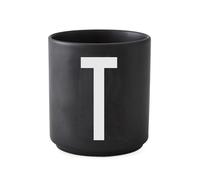 Design Letters Letter Porcelain Coffee Cup A-Z Black | Christmas Decoration | Christmas Gifts for Women Men | Decorative Design Mug in Premium Porcelain with Engraved Letter