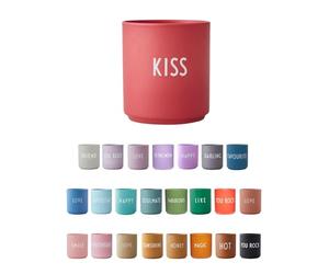 Design Letters Favourite Cup Faded Rose KISS | Decorative Cup in Fashionable Colors with Different Statements | Personalised Gift for Women for Birthday, Anniversary, Weeding and Friendship