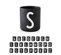 Design Letters Letter Porcelain Coffee Mug A-Z Black | Use as a Toothbrush Mug | Gifts for Women Men | Decorative Design Mug in Premium Porcelain with Engraved Letter