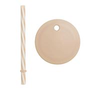 Design Letters - Lid With Straw For Kids Coloured Eco Drinking Glass, Beige - Beige