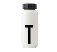 Design Letters Personal Thermo/Insulated Bottle (White) - T - BPA-Free Double Walled Vacuum, Stainless Steel, Nordic Design, Keeps Cold for up to 24 Hrs/Hot up to 12 Hrs, 500 ml, Leak-Proof, 280 g.