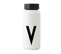 Design Letters Personal Thermo/Insulated Bottle (White) - V - BPA-Free Double Walled Vacuum, Stainless Steel, Nordic Design, Keeps Cold for up to 24 Hrs/Hot up to 12 Hrs, 500 ml, Leak-Proof, 280 g.