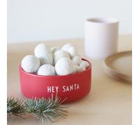 Design Letters Snack Bowl Hey Santa 300 Ml | Christmas Bowl for Christmas Decoration/Festive Party | Porcelain Bowl with Engraved Letters | Breakfast Bowls for Cereals, Soup, Desserts