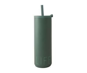 Design Letters Travel Life thermos with straw 50 cl Myrtle green