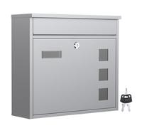 Design Mailbox V12 silver-coloured Letterbox Postbox Pillar Letter Mail Post Box