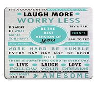 Design Mouse Pad, Inspirational Quotes Laugh More Worry Less Don't Forget to Be Awesome,Quote pad,Office mouse pad nature