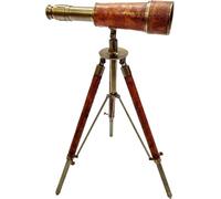 Design Nautical Single Barrel Antique & Brown 10''Antique Brass Table Top Standing Telescope
