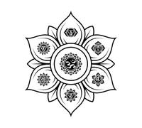 Design of Lotus Flower with Chakras Symbol Fine Carving Stickers 42x48.4cm Waterproof Black