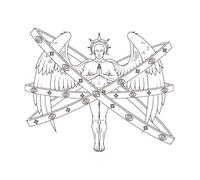 Design of Praying Angel with Hoops Angelic Throne of Catholic Religion Archangel with Halo Fine Carving Stickers 41x49.5cm Art Mural Painting Coffee