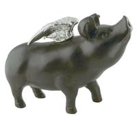 Design Piggy Bank Rockstar Pig, Black/Silver, Wings, Money Box, Gift Idea, Ro...