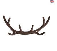 Design Rustic Cast Iron Antler Hooks , Brown, 4.5"H