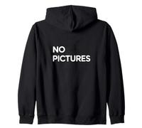 Design that says NO PICTURES | Minimalist No Pictures Zip Hoodie