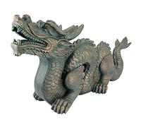 Design Toscano Asian Dragon of the Great Wall Garden Statue, Large, 75 cm, Polyresin, Bronze Verdigris Finish