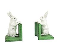 Design Toscano Bookworm Bunny Rabbits Cast Iron Sculptural Bookend Pair