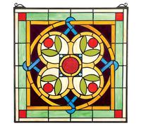 Design Toscano Celtic Floral Quatrefoil Stained Glass Window