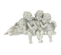 Design Toscano Cherub Conclave Shelf Sitting Angel Sculpture, Silver, 14 x 45.5 x 30.5 cm