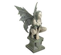 Design Toscano CL5047 Celtic Fairy's Perilous Perch Outdoor Garden Statue, Polyresin, Two Tone Stone, Large, 48.5 cm