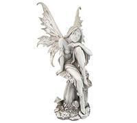 Design Toscano Garden Statue by Artist Cecelia, Resin, Two Tone Black & White, 11" Wx11 Dx22