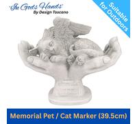 Design Toscano In God's Hands Cat Pet Grave Memorial Outdoor Garden Statue, Polyresin, Antique Stone, 39.5 cm