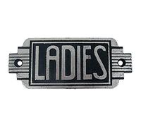 Design Toscano Ladies Door Sign, Cast Iron, Two Tone Black & Silver, 6 inch