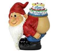 Design Toscano Loonie Moonie Birthday Decorations - Garden Gnome Statue - Loonie Moonie Happy Birthday Gnome Statue - Naughty Gnomes - Mooning Gnomes Statues, Multi-Color, 14x18x19 cm