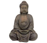 Design Toscano Meditative Buddha of the Grand Temple Garden Statue, Medium 66 cm, Polyresin, Dark Stone
