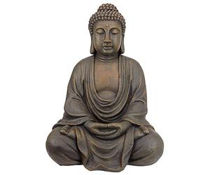 Design Toscano Meditative Buddha of the Grand Temple Garden Statue, Medium 66 cm, Polyresin, Dark Stone