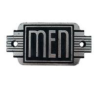 Design Toscano Men Door Sign, Cast Iron, Two Tone Black & Silver, 5 Inch
