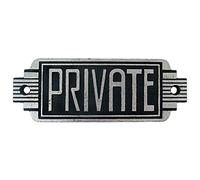 Design Toscano Private Door Sign, Cast Iron, Two Tone Black & Silver, 6.5"