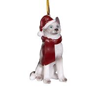 Design Toscano Siberian Husky Holiday Dog Christmas Tree Ornament Xmas Decorations, 8 cm, Polyresin, Full Color