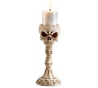 Design Toscano Skull and Sculptural Candlestick, polyresin, Ancient Ivory, One Size