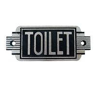 Design Toscano Streamlined Art Deco Toilet Door Sign, 6 Inch, Two Tone Black & Silver