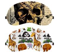 Design with Wild Animals 2 Piece Eye Mask, Sleeping Eye Mask for Side Sleeper, Zero Eye Pressure Night Blindfold, Adjustable Sleep Cover, Completely Block Out Light Eye Shade