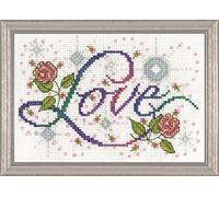 Design Works 2875 "Love" 14-Count White Aida Cross Stitch Kit, Multi-Colour