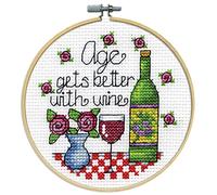 Design Works Crafts Counted Cross Stitch Kit with Embroidery Hoop Wine