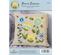 Design Works Crafts Floral Fantasy Crewel Embroidery Pillow Kit 14 Inches