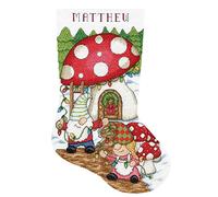 Design Works Crafts Gnomes Counted Cross Stitch Stocking Kit, White
