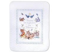 Design Works Crafts Stamped Baby Quilt, Gift from Heaven, Polyester Cotton, White Blanket