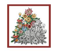 Design Works Crafts Zenbroidery Printed Fabric Pack-Christmas Tree, Cotton, Multi-Colour, 25.5 x 25.5 x 0.1 cm