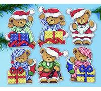 Design Works Little Christmas Bears Plastic Canvas Ornaments, Multi-Color