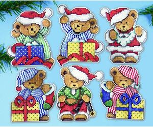 Design Works Little Christmas Bears Plastic Canvas Ornaments, Multi-Color