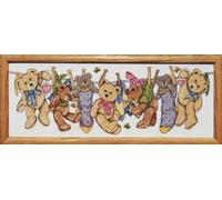 Design Works On The Line Teddies Cross Stitch Kit, Multi-Colour