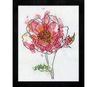 Design Works Pink Floral Cross Stitch Kit, Cotton, Multi-Colour, 20 x 25.5 x 0.1 cm