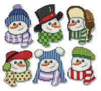Design Works Plastic Canvas Ornament Kit 3"X3.5" Set of 6-Snowmen in Hats (14 Count)