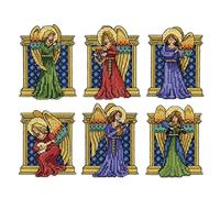 Design Works Plastic Canvas Ornament Kit 3"X4" Set of 6-Medieval Angels (14 Count)