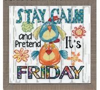 Design Works Stay Calm Cross Stitch Kit, Cotton, Multi-Colour, 25 x 25 x 0.1 cm