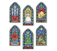 Design Works Tobin Stained Glass Ornaments Counted Cross Stitch Kit-2"X4" 14 Count Set of 6