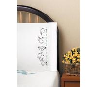 Design Works Tobin Stamped Pillowcases for Embroidery, Running Sheep